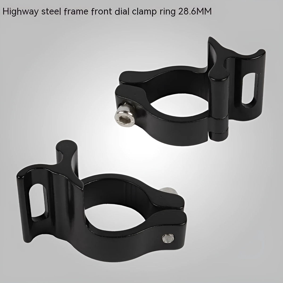 Black aluminium alloy vehicle clamp ring with 28.6mm internal diameter.