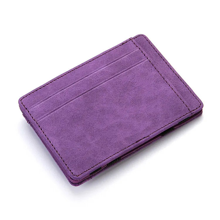 PU leather magic flip card holder wallet with zipper coin purse in multiple colours