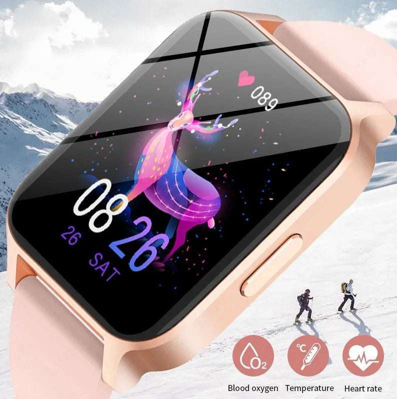 Smart health detection watch with colour TFT screen showing heart rate and blood pressure metrics