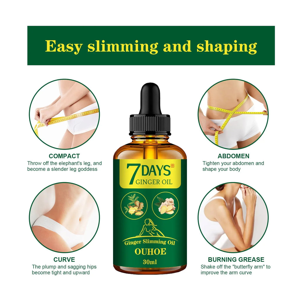 30ml ginger body shaping firming oil bottle with dropper for thigh and muscle slimming care