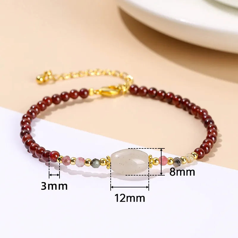 Handmade crystal agate bracelet with natural stone transfer beads in fruit and animal shapes