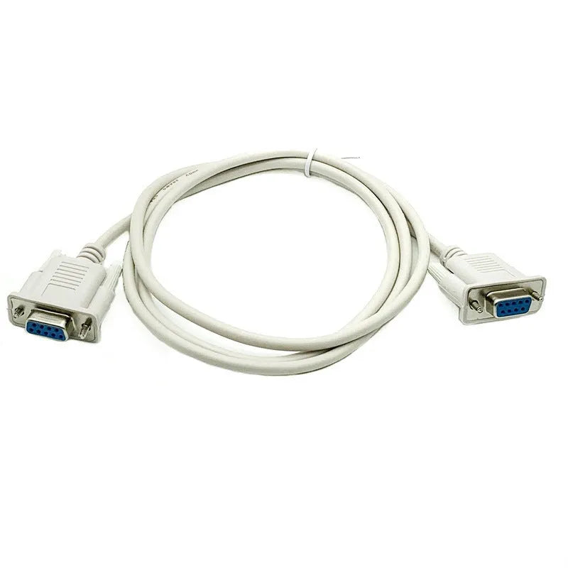 RS232 serial cable with white DB9 female connectors on both ends, length 1.5 metres