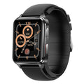 Multi-sport smart watch with tempered glass screen showing health metrics, on a silicone wristband.