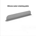 A thick grey silicone water blocking plate for a kitchen sink, showing its dimensions.