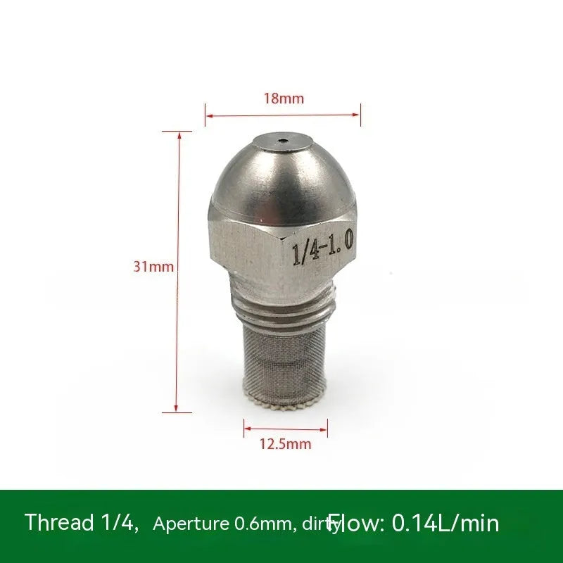 304 stainless steel two-point spray nozzle with 1/4 thread connection and multiple aperture size options