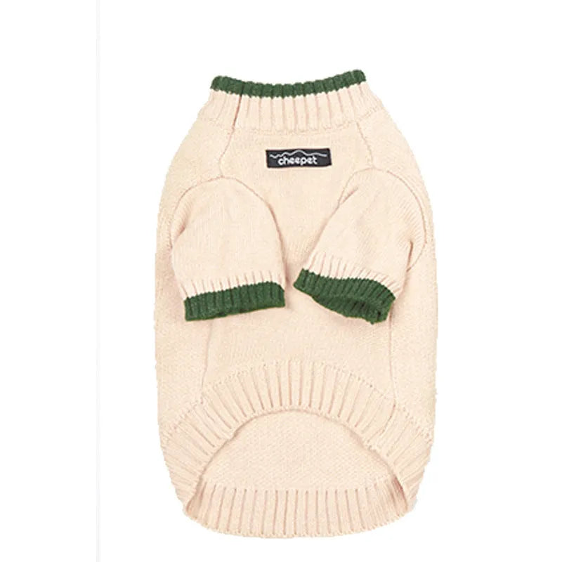 Wool blend pet sweater with two-leg design in Crown Blue colour on dog