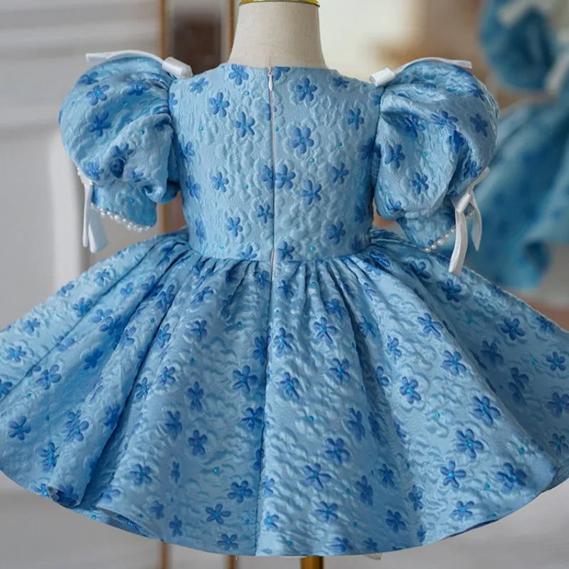 Girls' blue polyester princess dress with piano pettiskirt for Zhuazhou and birthdays