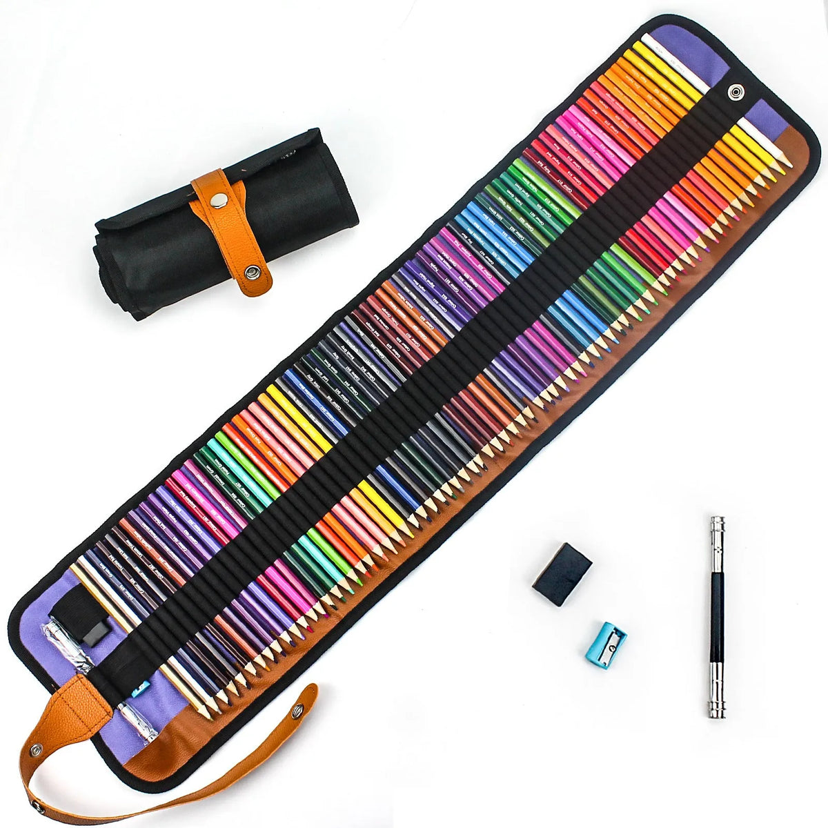 Wooden coloured pencil set with fifty colours in storage case for oil painting