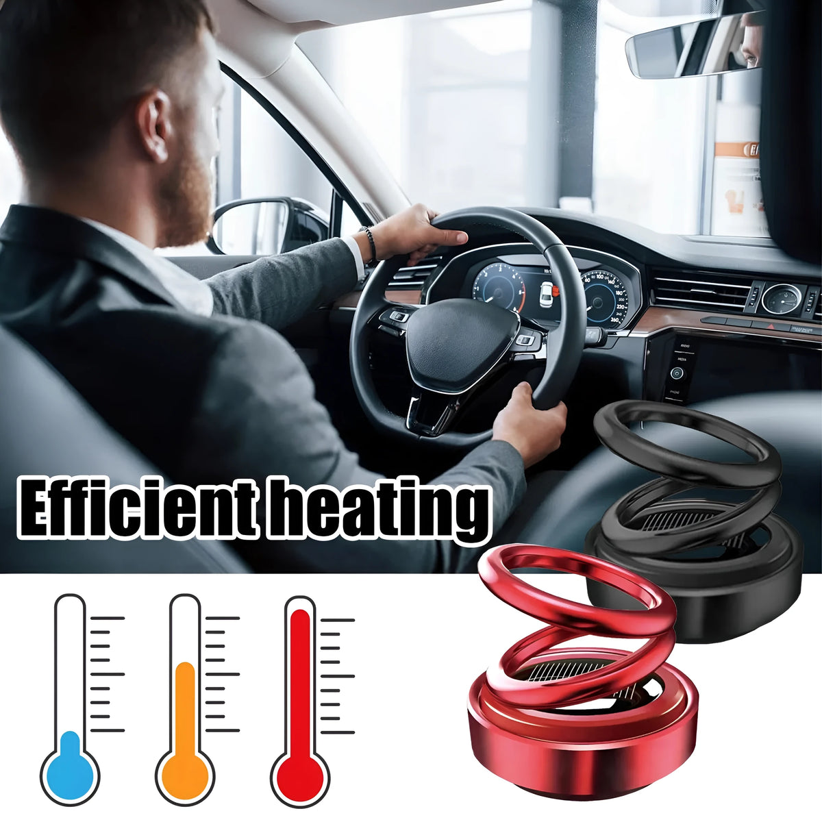 Portable miniature vibration radiator in black or red colour, 5.1cm by 6cm dimensions