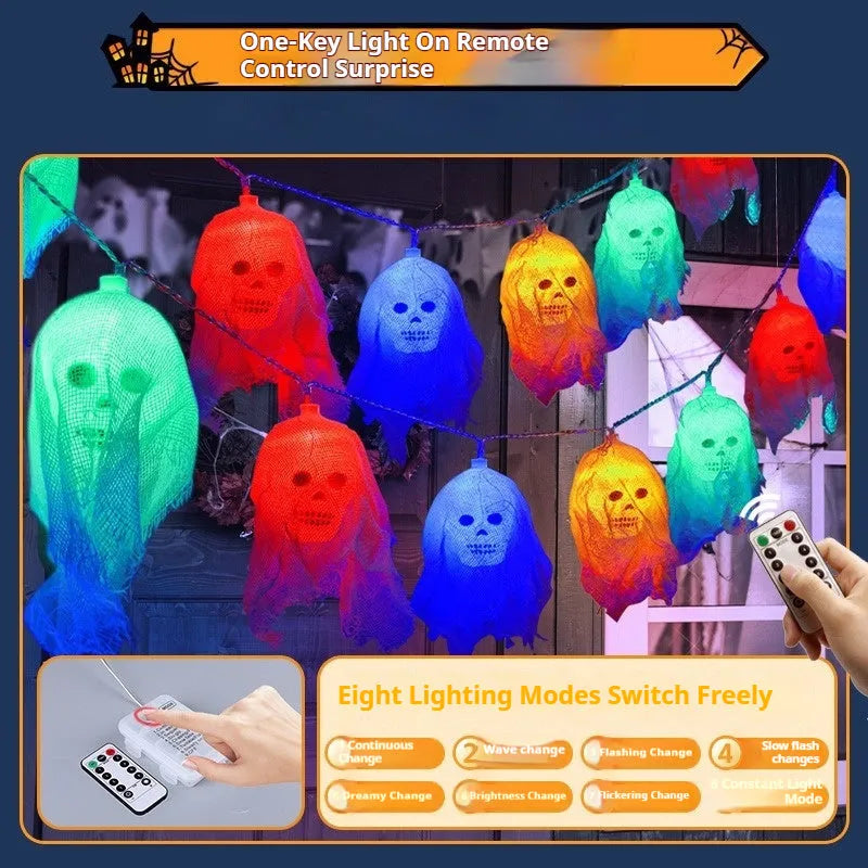 Halloween battery-powered LED fairy lights in plastic housing for indoor wall decoration