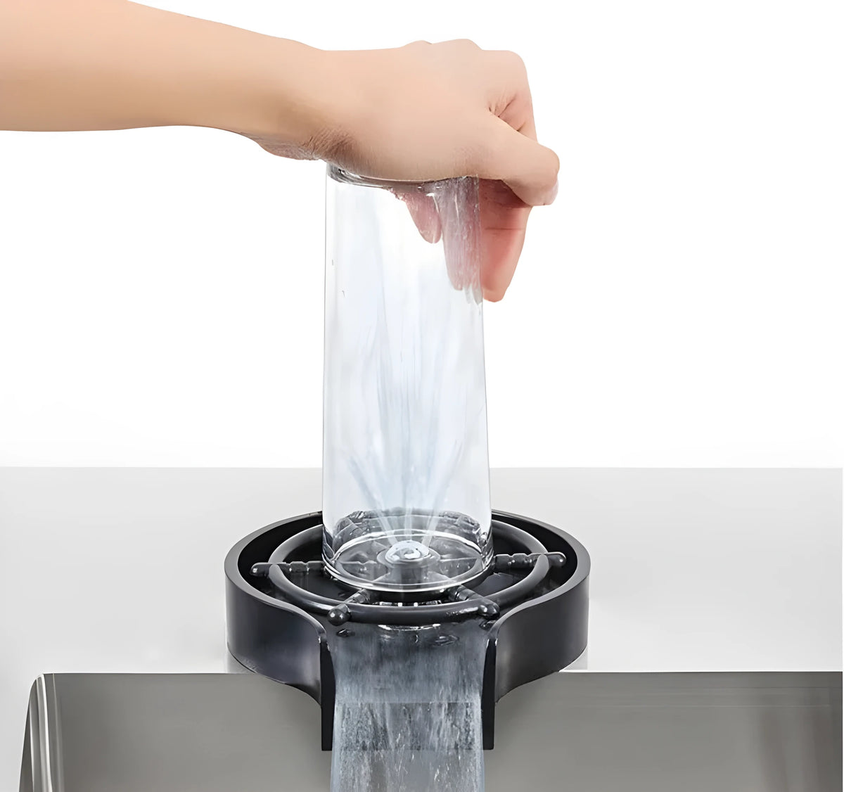 Stainless steel high pressure glass washer with copper hose and black ABS base for vehicle cleaning