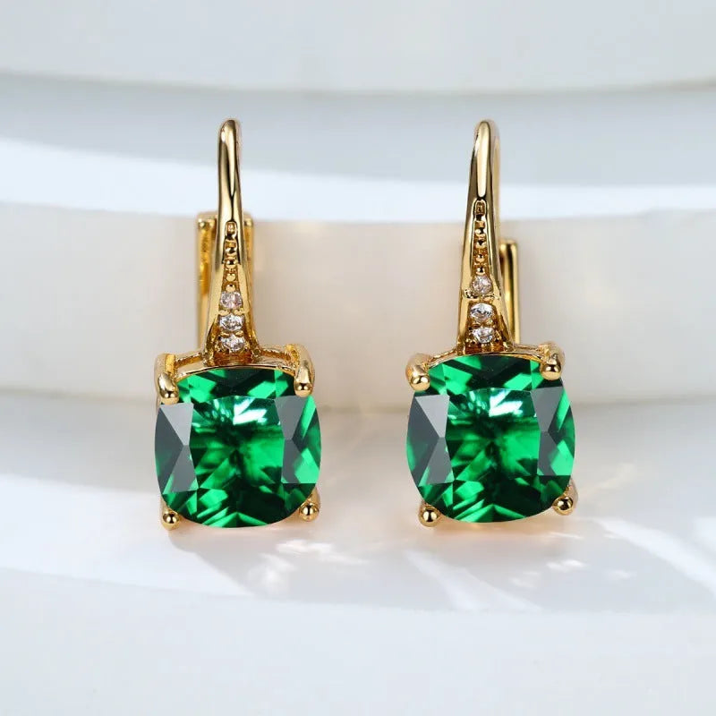 Geometric quadrilateral moissanite ear clip earrings in gold electroplated finish
