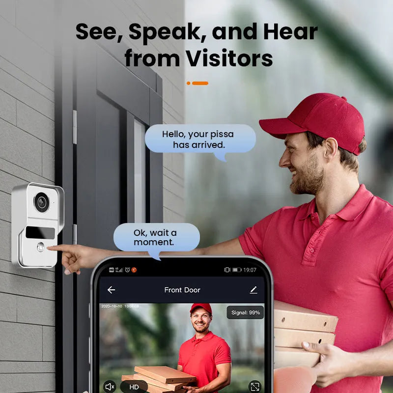 10-inch wireless video intercom doorbell system with 1080P camera and colour display