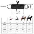 Black Oxford cloth dog rehabilitation harness for leg support in multiple sizes