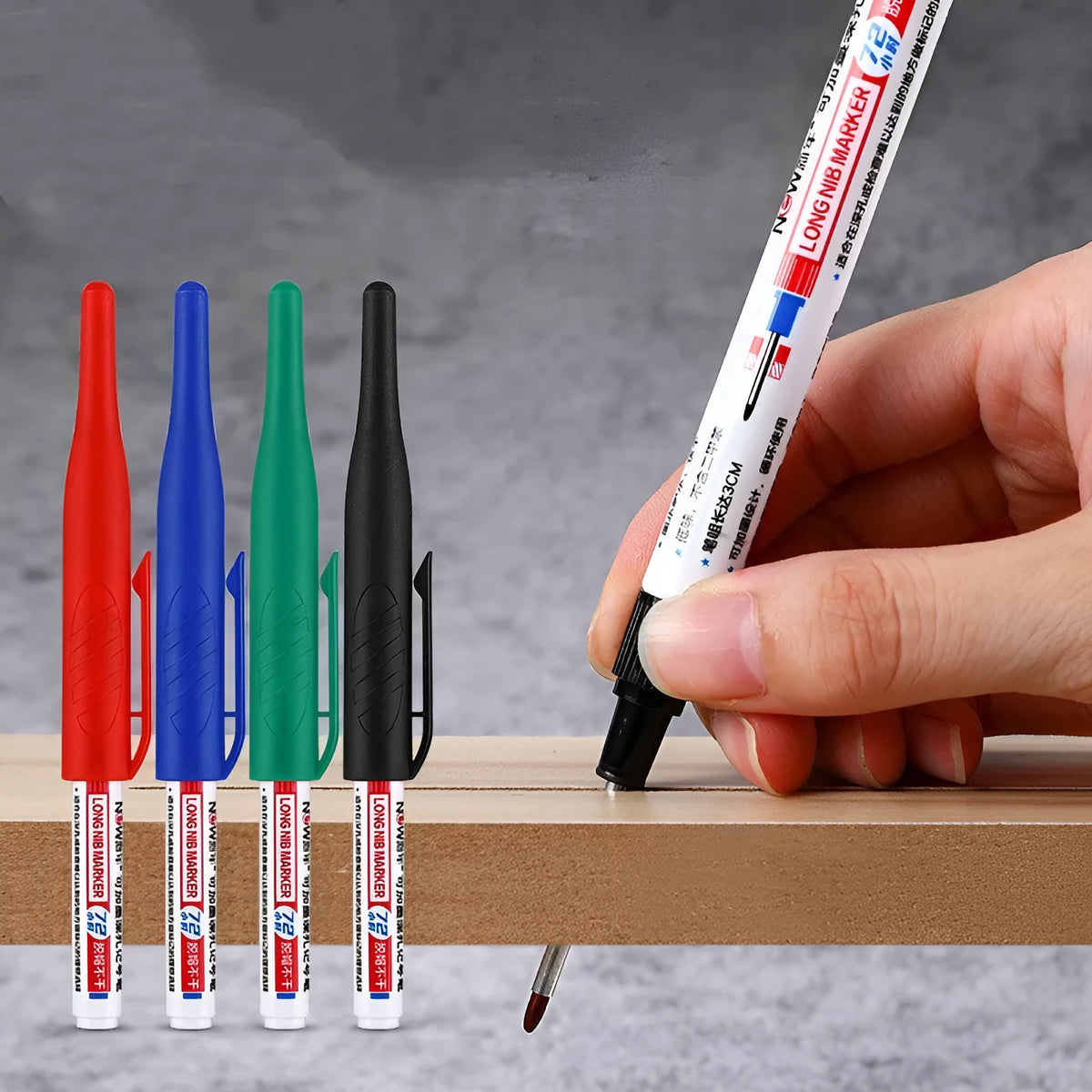 Woodworking oil marker pen with quick-drying waterproof ink in four colour options