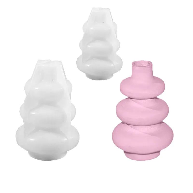 Three layer circle vase silicone baking mold with irregular shape design