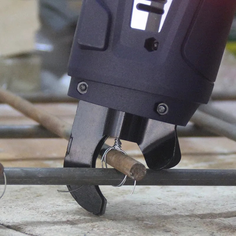 Electric steel bar tying machine with battery pack and binding wire for construction rebar work