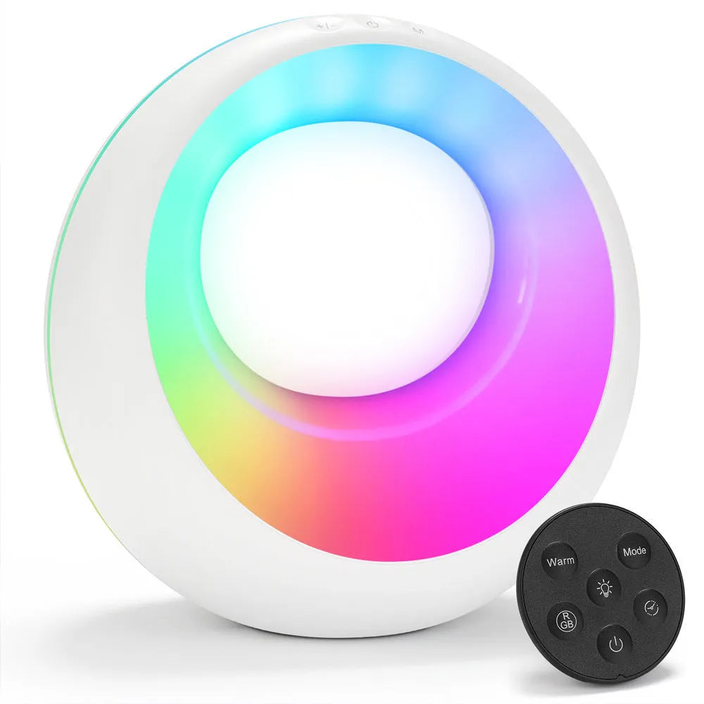 RGB colour changing night lamp with remote control measuring 177mm tall