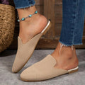 Mesh slip-on sandals in apricot colour with cloth upper and rubber sole