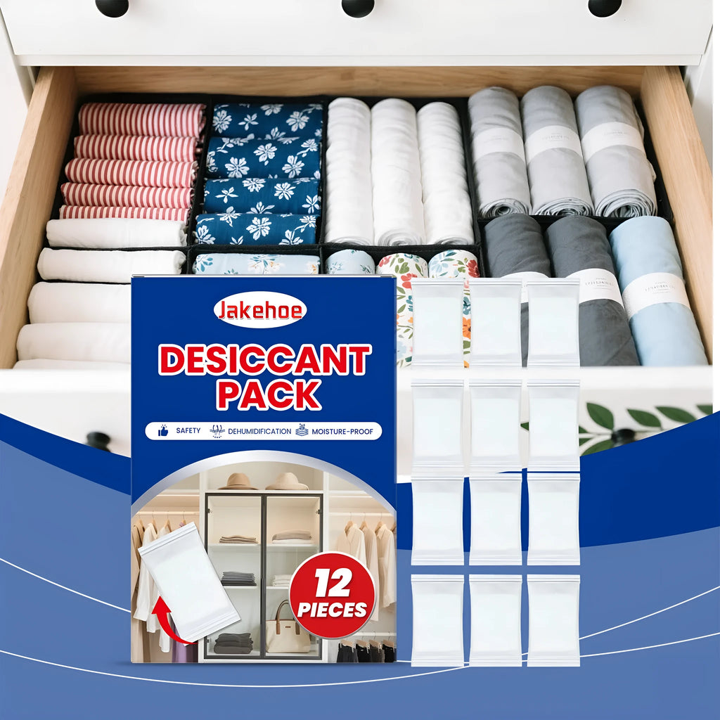 Pack of 12 calcium chloride desiccant bags for household moisture absorption