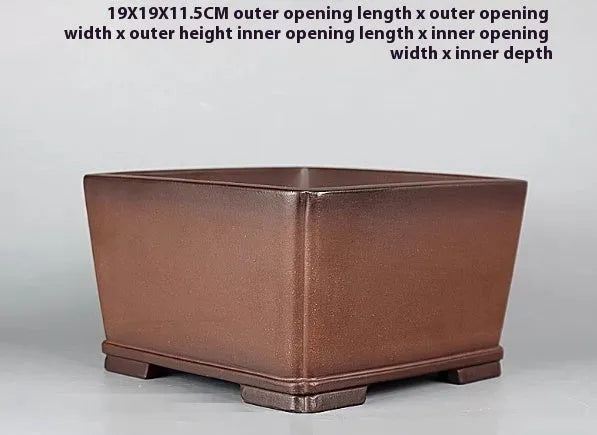 Brown handmade antique purple clay flower pot with classical styling