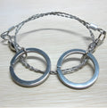 Survival wire saw with thumb rings extended to 70cm total length on a background.