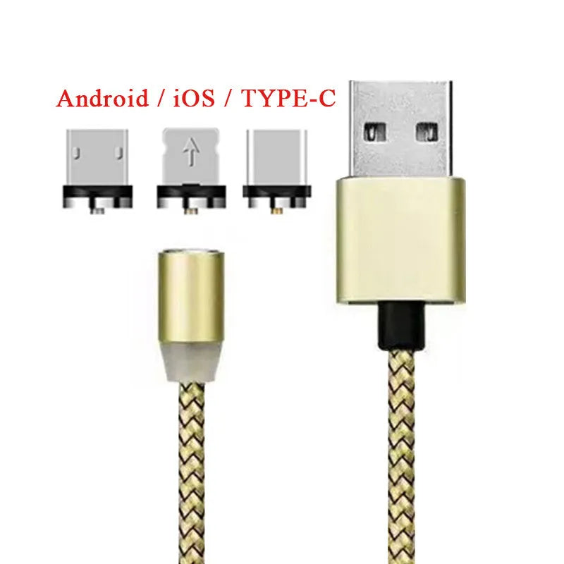 1 metre magnetic LED charging cable with cotton yarn weaving and aluminium shell for Apple iPhone compatibility