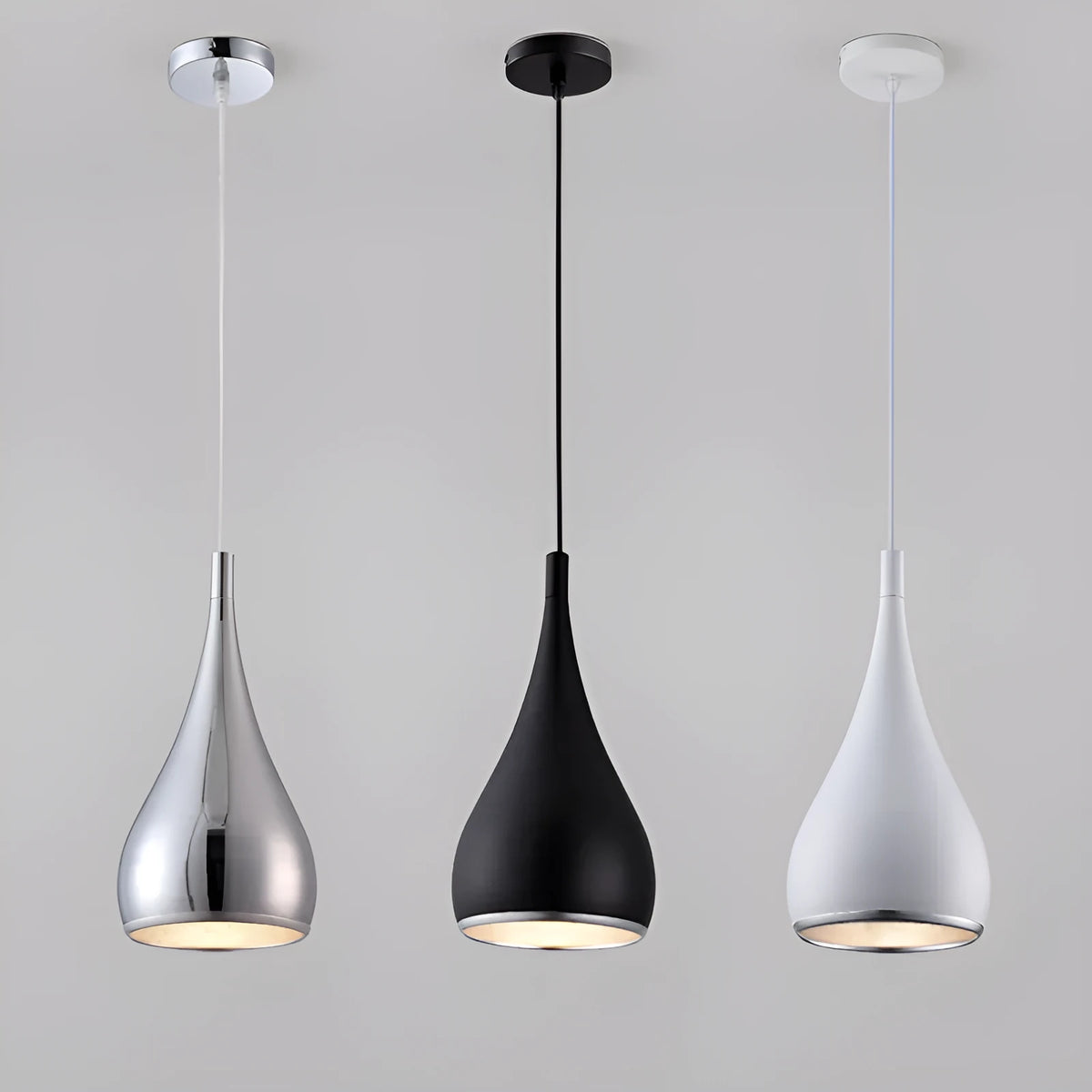 Minimalist iron chandelier in black finish with three-head disc design for bedroom or living room
