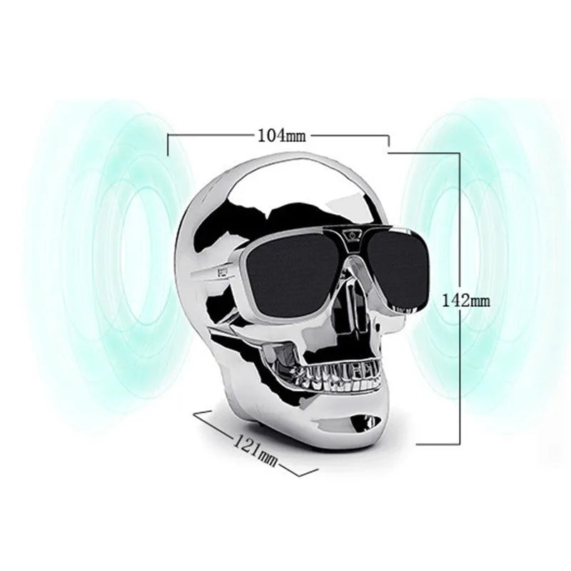 Skull-shaped portable wireless Bluetooth speaker in one of six colours with a 10-hour battery.