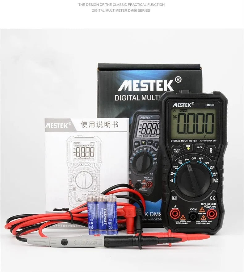 DM90A digital multimeter with automatic ranging and temperature measurement function