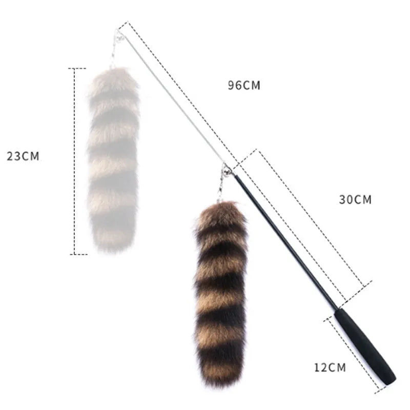 Black cat teaser wand with elastic string, length 42 cm