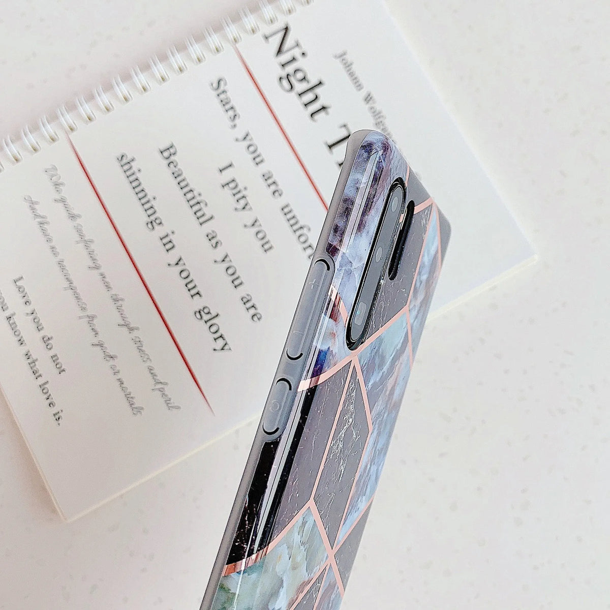 Electroplated marble pattern TPU back cover case for Huawei smartphones in various colours