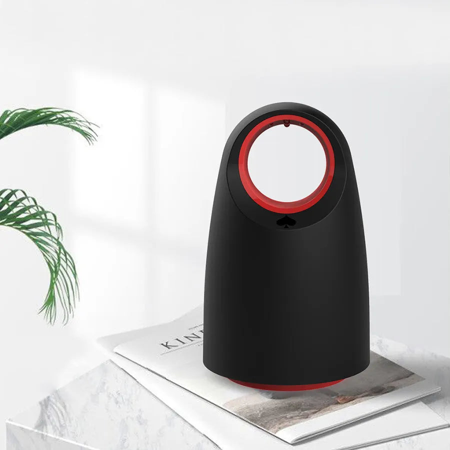 A compact white or black ABS plastic mosquito killer lamp with a UV light and USB cable.