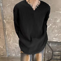 Plus size striped texture pullover top in loose fit with long sleeves