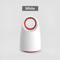 A compact white or black ABS plastic mosquito killer lamp with a UV light and USB cable.