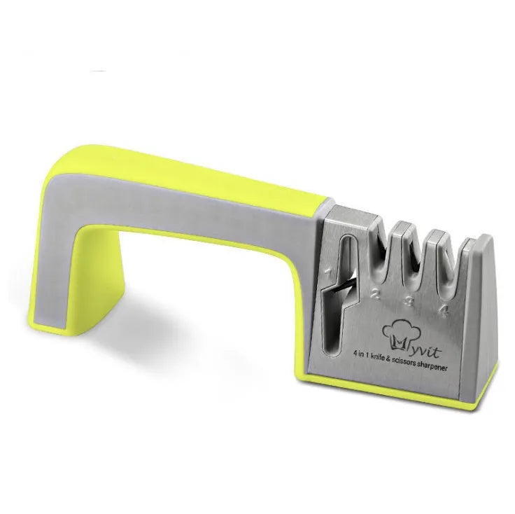 4-in-1 kitchen knife sharpener with TPR and ABS handle, 238 x 50 x 67mm, black or cyan colour options