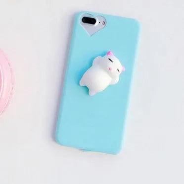 Soft silicone cartoon cat phone case with 3D design for iPhone models in multiple colours