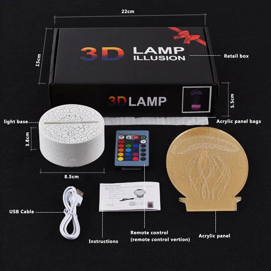 LED airplane night light with touch switch and multi-colour changing modes on acrylic shade
