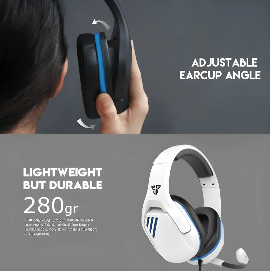 MH86 Esports wired over-ear gaming headset with microphone in black or white colour with 2-metre USB cable.