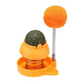Lucky cat design licking toy with mint ball for cats in blue, orange, or pink colours