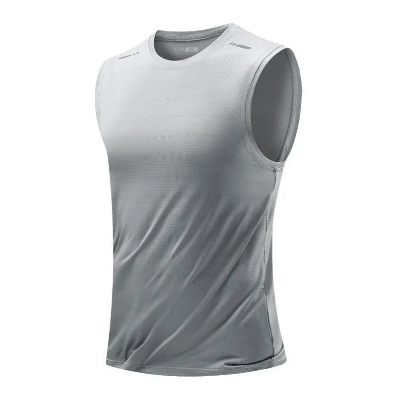 Men's loose-fit sleeveless waistcoat vest in a solid colour, made from bamboo and polyester blend fabric.