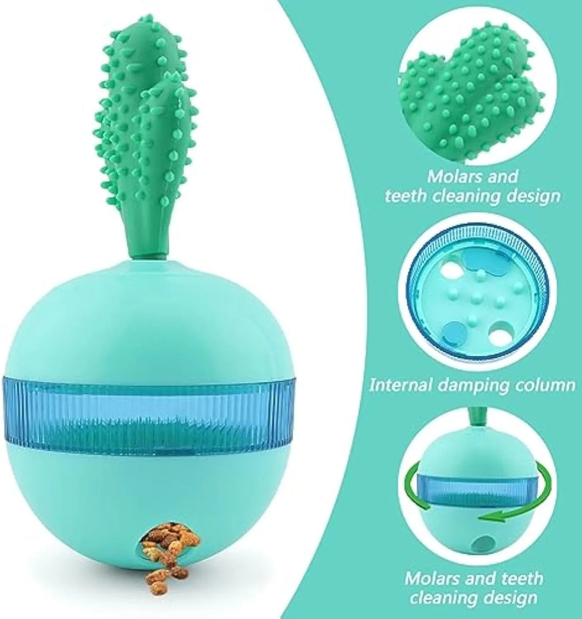 Blue durable rubber treat dispensing tumbler ball dog toy for medium large dogs