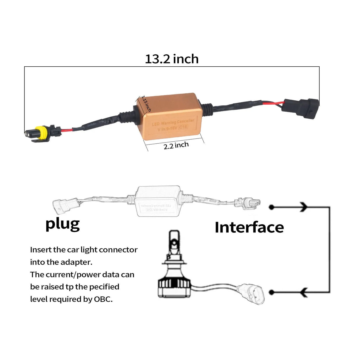 Black alloy CANBUS decoder for LED car headlights compatible with H4, H7, H11 models.