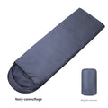 Navy blue envelope camping sleeping bag with polyester fabric and hollow cotton fibre insulation for winter use
