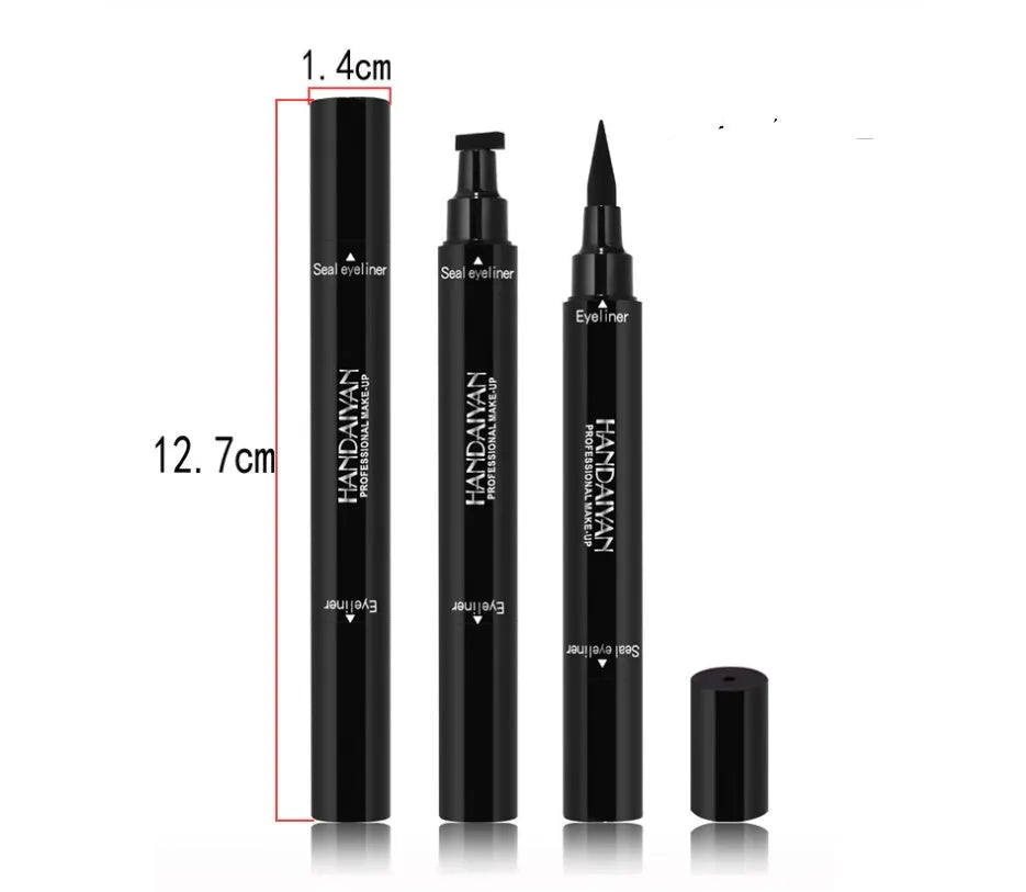 Black double-headed seal eyeliner with 2-in-1 waterproof formula and triangle seal tip