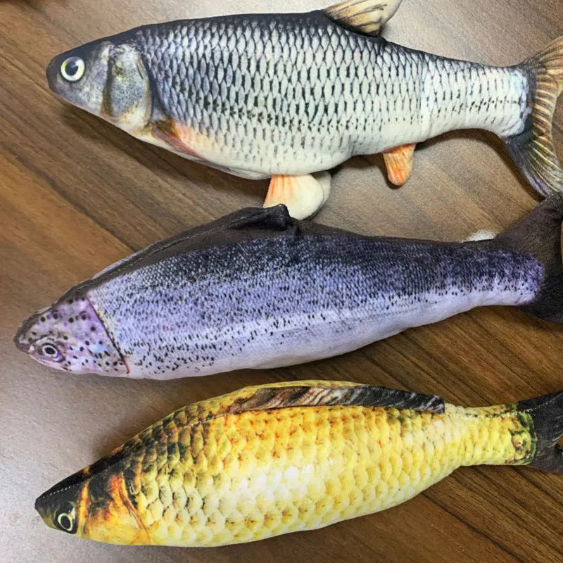 30cm electronic jumping fish cat toy with USB cable for charging