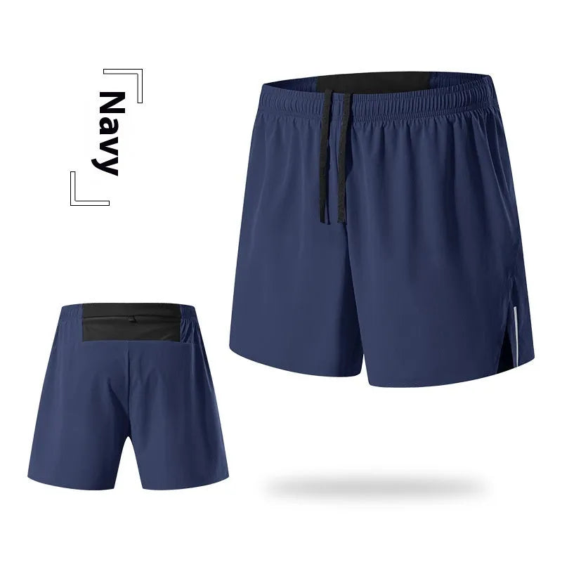 Men's black off-road running shorts with quick-drying fabric and high waist design for marathon running