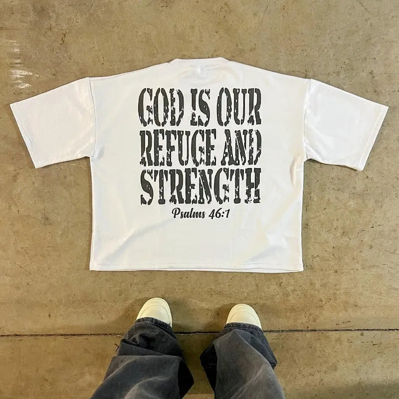 Short sleeve cotton t-shirt with a printed retro graphic and drop-shoulder sleeves in a contrast colour