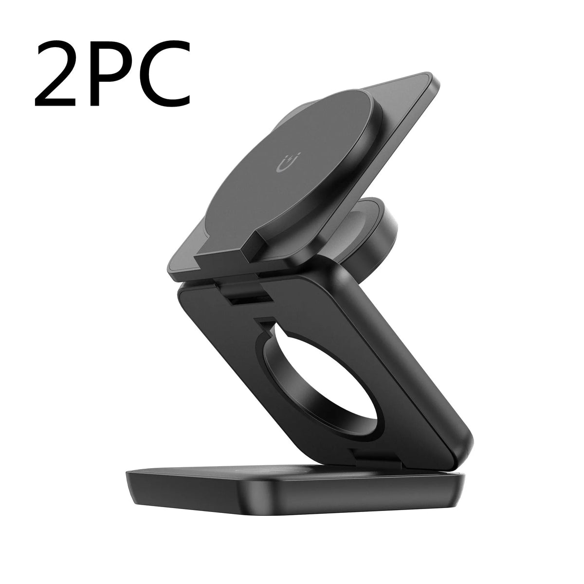 Foldable magnetic wireless charger mobile phone holder in white or black with QC3.0 fast charging