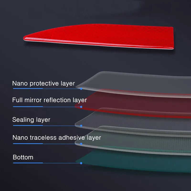Rear trunk reflective sticker nano adhesive label waterproof in blue red white yellow